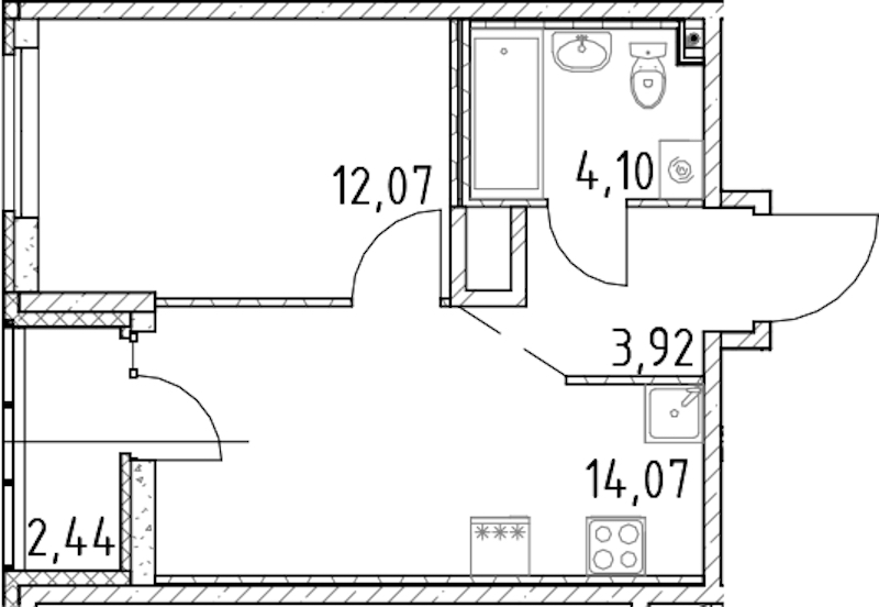 1-комнатная квартира 34.16 м², 7/23 эт., ЖК «Город Первых»